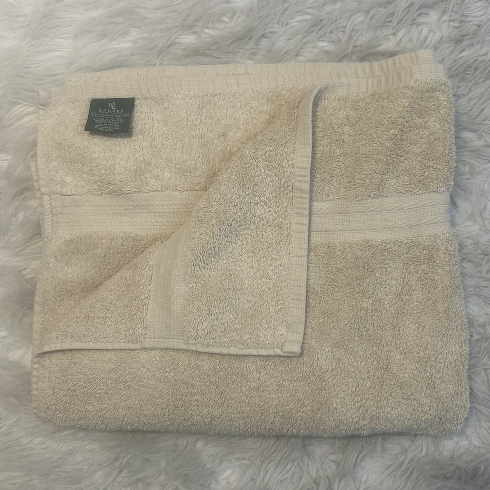 Lauren Ralph Lauren 100% Cotton Tan‎ Beige 53" X 29" Bath Towel Solid Single